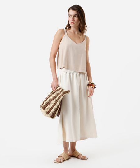 saia midi feminina de sarja off white 36