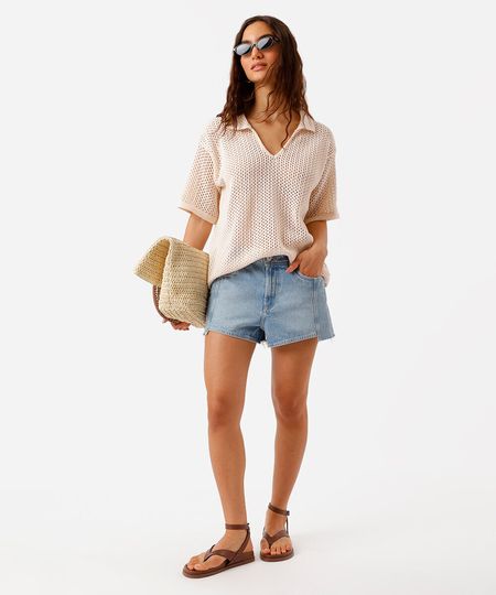 short feminino jeans cintura média com recortes azul 42 short feminino jeans cintura média com recortes azul 42