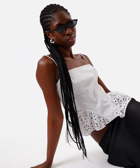 blusa peplum feminina com laise off white PP blusa peplum feminina com laise off white PP