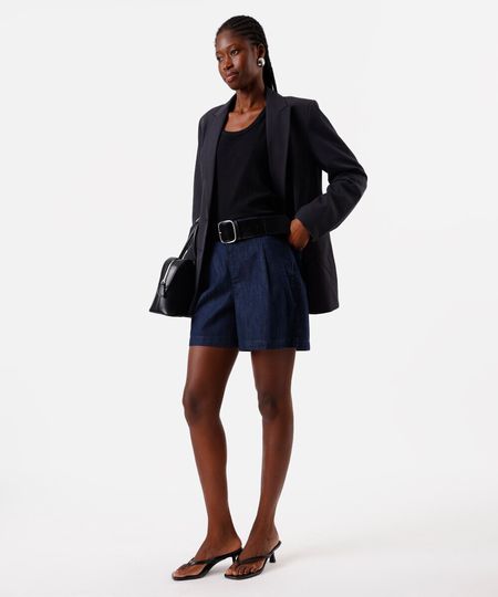 short feminino jeans cintura alta azul 36 short feminino jeans cintura alta azul 36