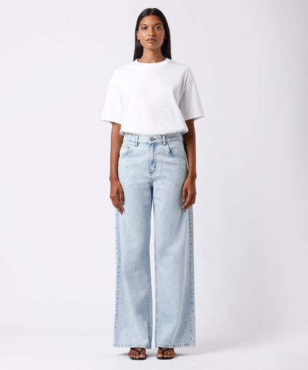 calça wide leg rio feminina jeans mindset azul 42 calça wide leg rio feminina jeans mindset azul 42