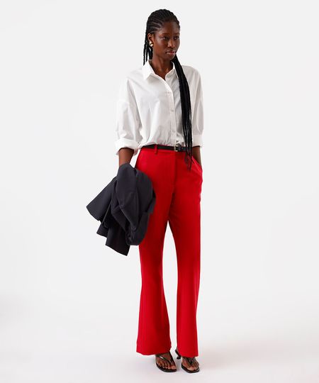calça flare feminina de alfaiataria vermelha 36 calça flare feminina de alfaiataria vermelha 36