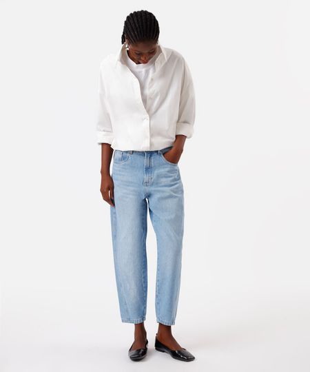 calça cenoura feminina jeans cropped azul 36