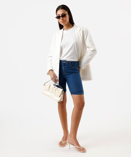 bermuda ciclista feminina jeans azul 34