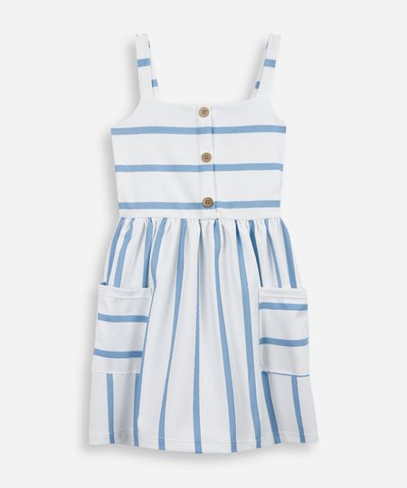 vestido infantil listrado com bolso colorido 4
