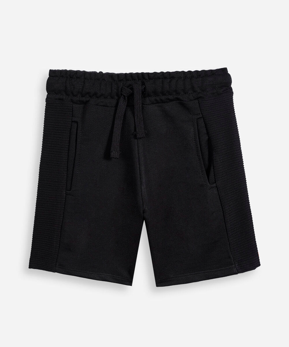 bermuda infantil de moletom texturizada com bolsos preta