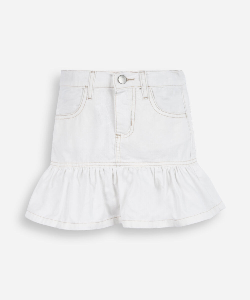 saia peplum infantil de sarja off white