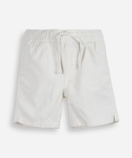 bermuda infantil cotelê cós elástico off white 6