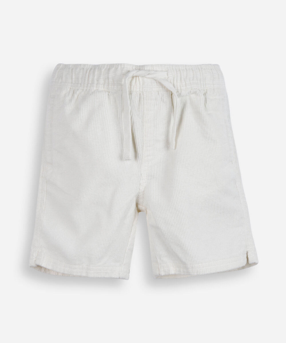 bermuda infantil cotelê cós elástico off white