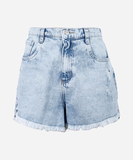 short juvenil de algodão desfiado azul 14 short juvenil de algodão desfiado azul 14