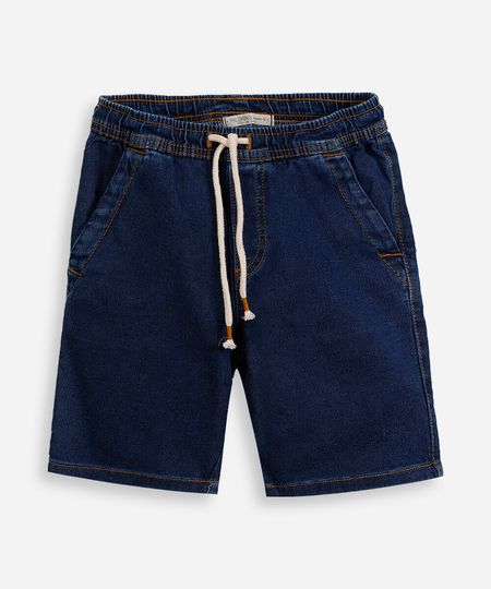 bermuda reta infantil jeans cós elástico azul 6 bermuda reta infantil jeans cós elástico azul 6