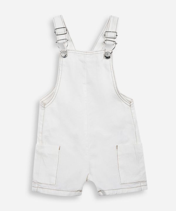 jardineira infantil de sarja off white 4