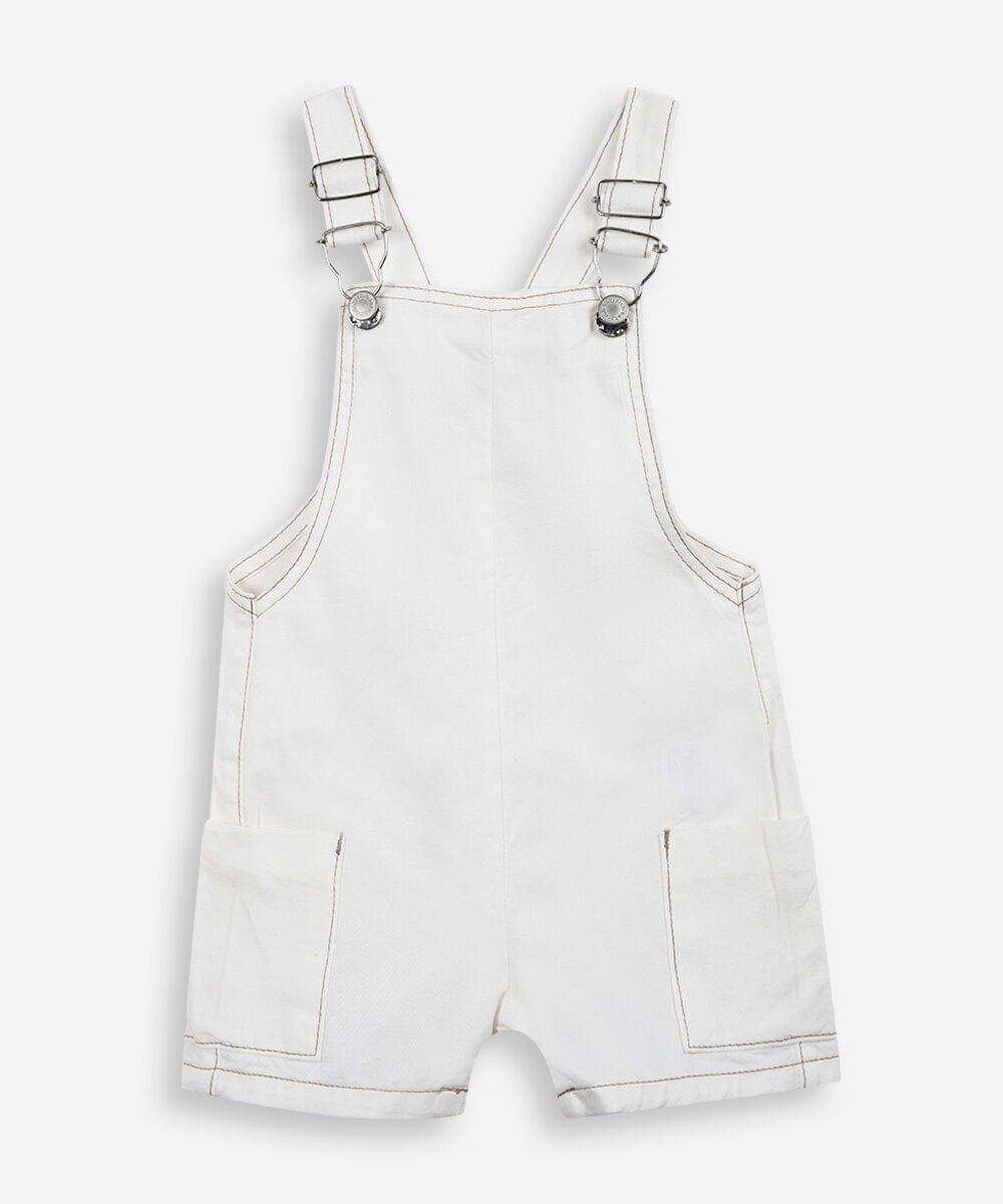 jardineira infantil de sarja off white