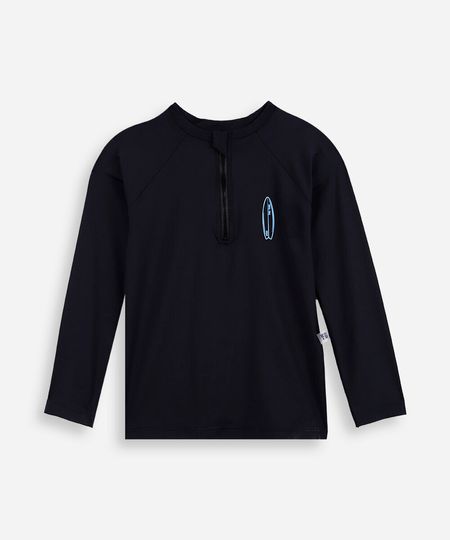 camiseta raglan infantil com proteção uv estampado preta 10