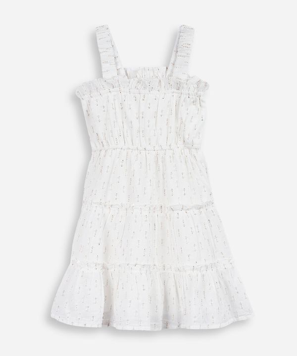vestido infantil com algodão e lurex texturizado off white 6