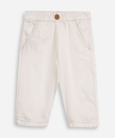 calça infantil de sarja cós elástico off white 2 calça infantil de sarja cós elástico off white 2