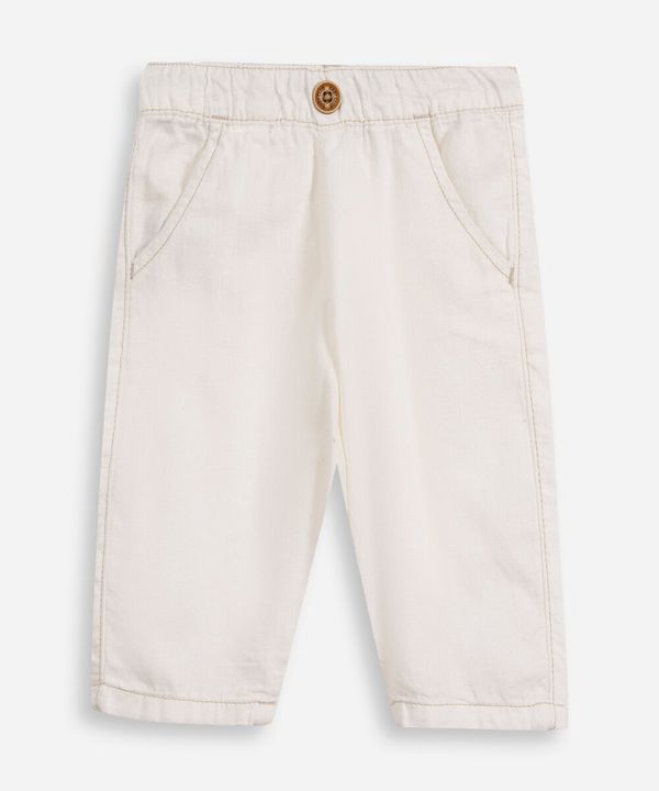 calça infantil de sarja cós elástico off white 1