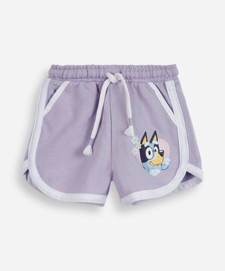 short infantil de moletinho bluey lilás 3