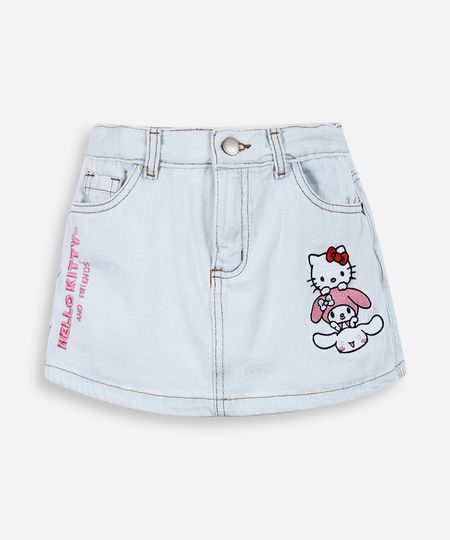 short saia infantil em algodão hello kitty azul 10 short saia infantil em algodão hello kitty azul 10
