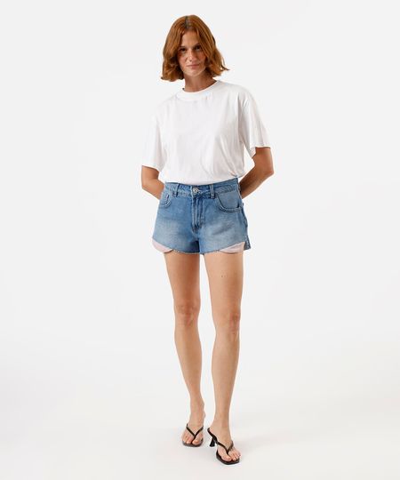 short curto feminino jeans azul 36