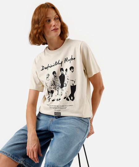 camiseta feminina de algodão oasis bege M