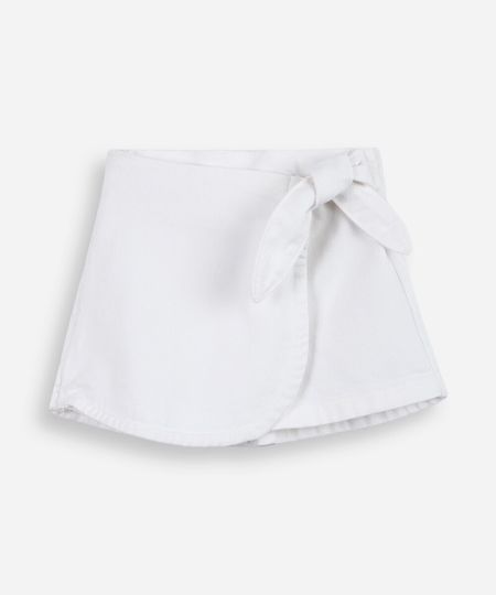 short saia infantil de algodão off white 2