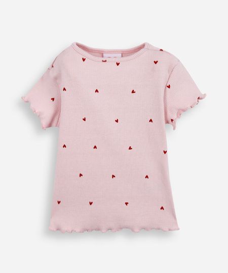 blusa infantil de algodão estampada canelada rosa 4