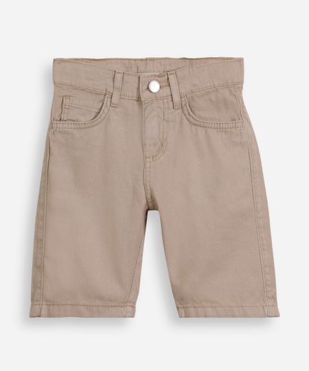 bermuda jeans infantil slim com bolso bege 6 bermuda jeans infantil slim com bolso bege 6