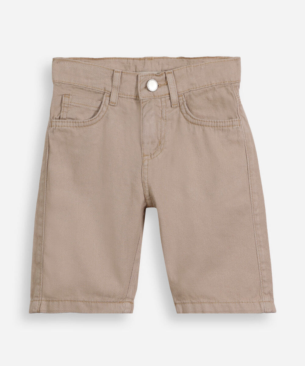 bermuda jeans infantil slim com bolso bege