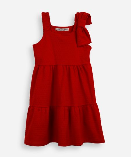 vestido infantil de algodão com recortes texturizado vermelho 1 vestido infantil de algodão com recortes texturizado vermelho 1