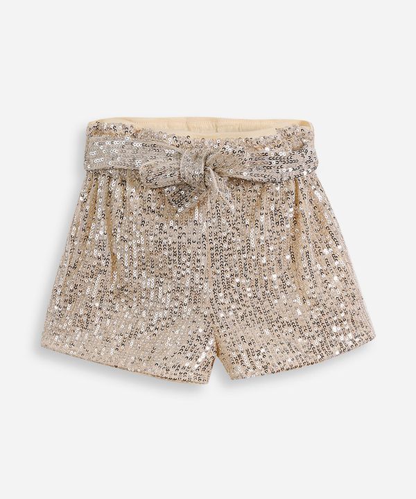 short clochard infantil de paetê dourado 3