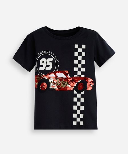 camiseta infantil de algodão bordado carro cinza 1