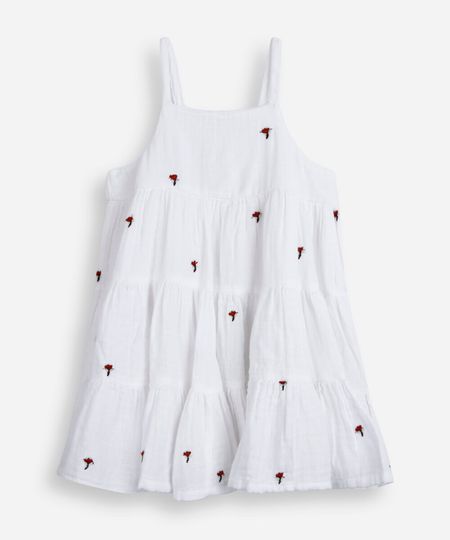 vestido infantil de algodão bordado floral off white 2