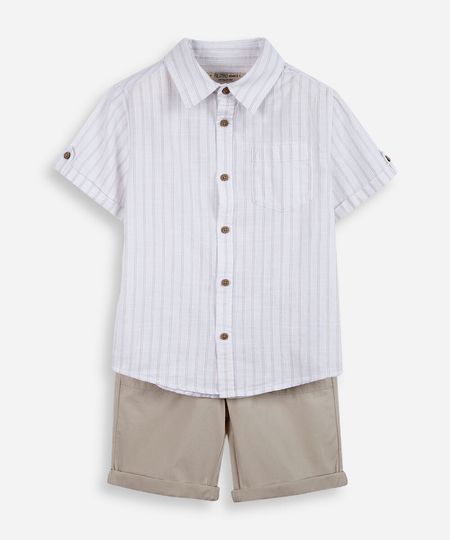 conjunto infantil de algodão com manga curta branco 4