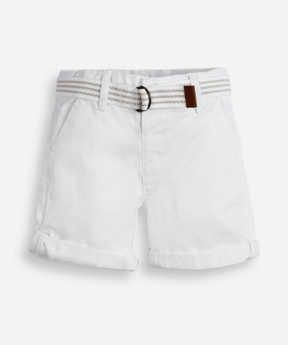 bermuda infantil de sarja com cinto off white