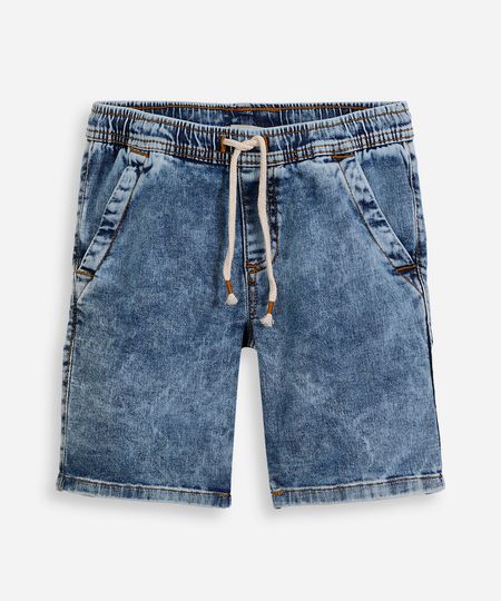 bermuda reta infantil jeans cós elástico azul 4 bermuda reta infantil jeans cós elástico azul 4
