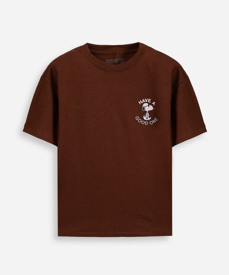 camiseta infantil com algodão texturizada snoopy marrom 6 camiseta infantil com algodão texturizada snoopy marrom 6