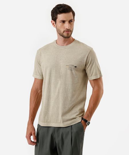 camiseta masculina de algodão estampada estonada bege G