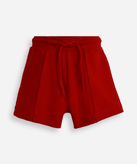 short de moletom infantil com nervura vermelho 6