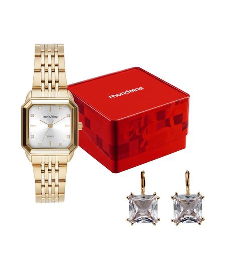kit relógio feminino mondaine analógico 32872lpmkde1k1 dourado UNICO