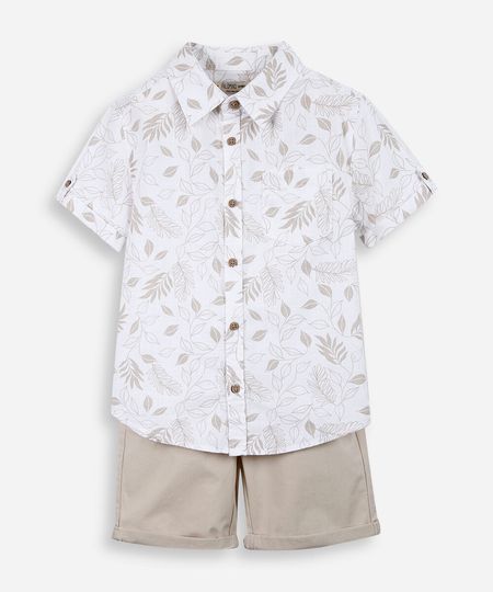 conjunto infantil em algodão estampado branco 8