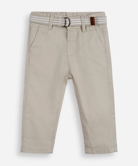 calça de sarja infantil com cinto bege 5