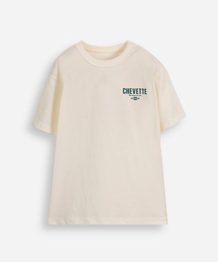 camiseta infantil de algodão chevette off white 10