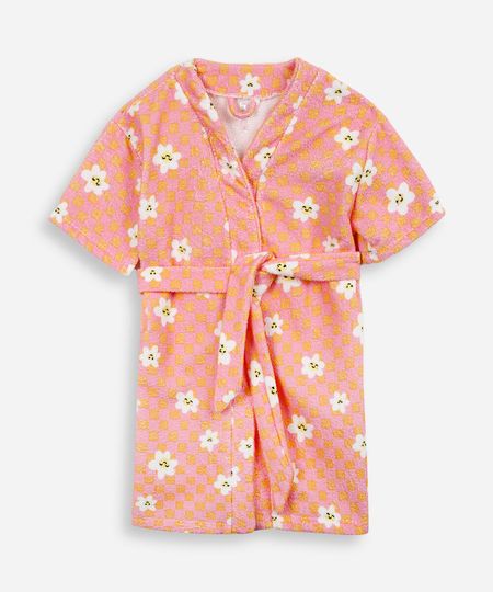 roupão infantil quadriculado floral colorido UNICO