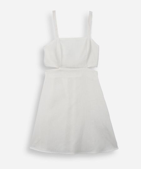 vestido juvenil curto com cutout na cintura off white 12 vestido juvenil curto com cutout na cintura off white 12