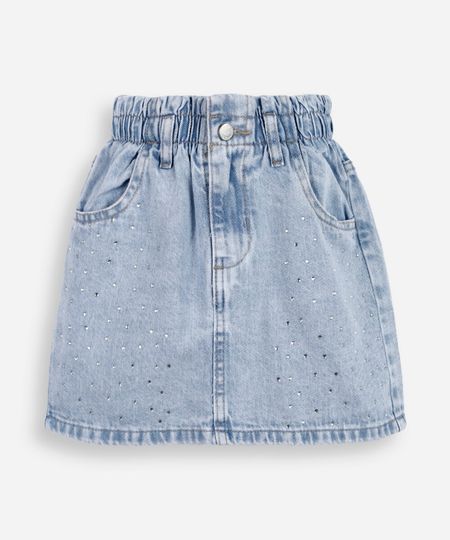 saia clochard infantil jeans com brilhos azul 6