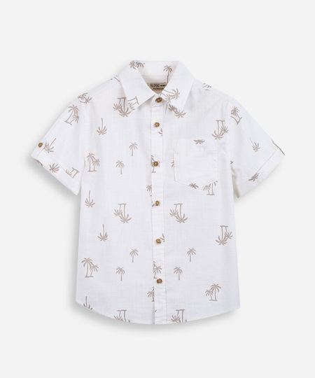 camisa infantil de algodão coqueiros bege 10 camisa infantil de algodão coqueiros bege 10