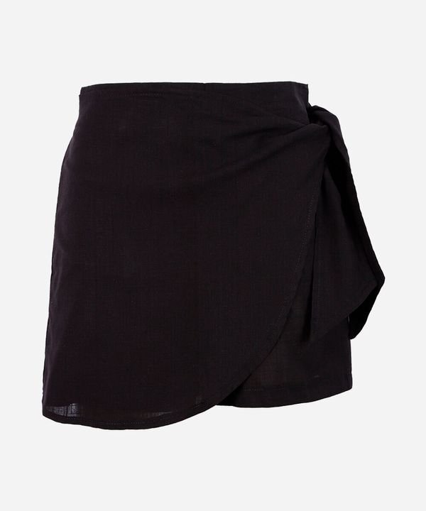 short saia juvenil de algodão com amarração preto 12