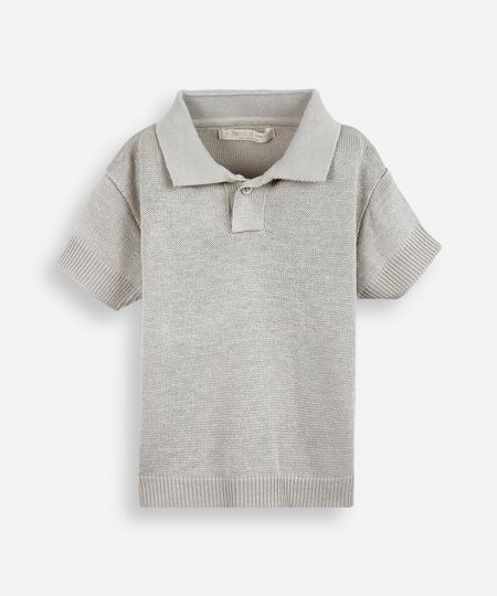 polo infantil de tricot bege 4 polo infantil de tricot bege 4