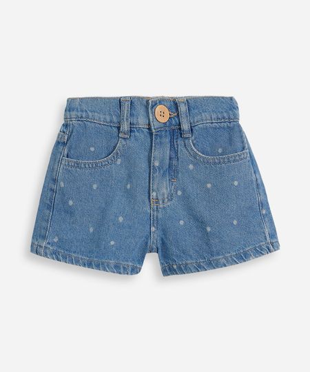 short infantil jeans poá azul 3